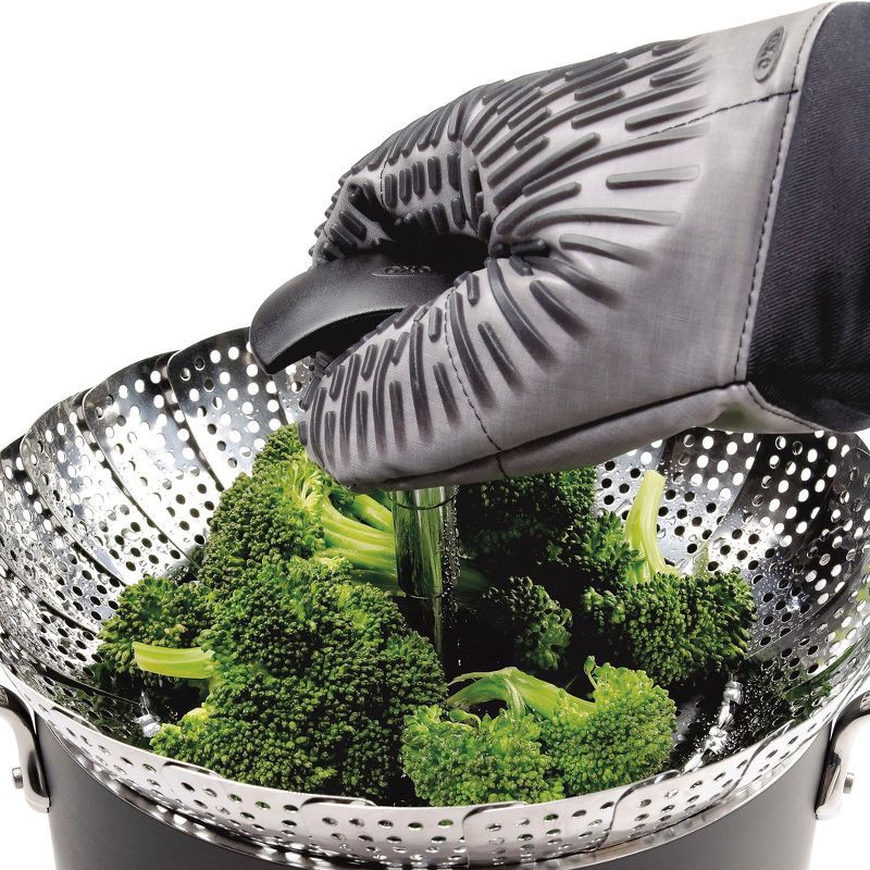 slide 8 of 13, OXO Stainless Steel Steamer with Extendable Handle: Best Kitchen & Vegetable Steamer Basket, Dishwasher-Safe, Silver, 1 ct
