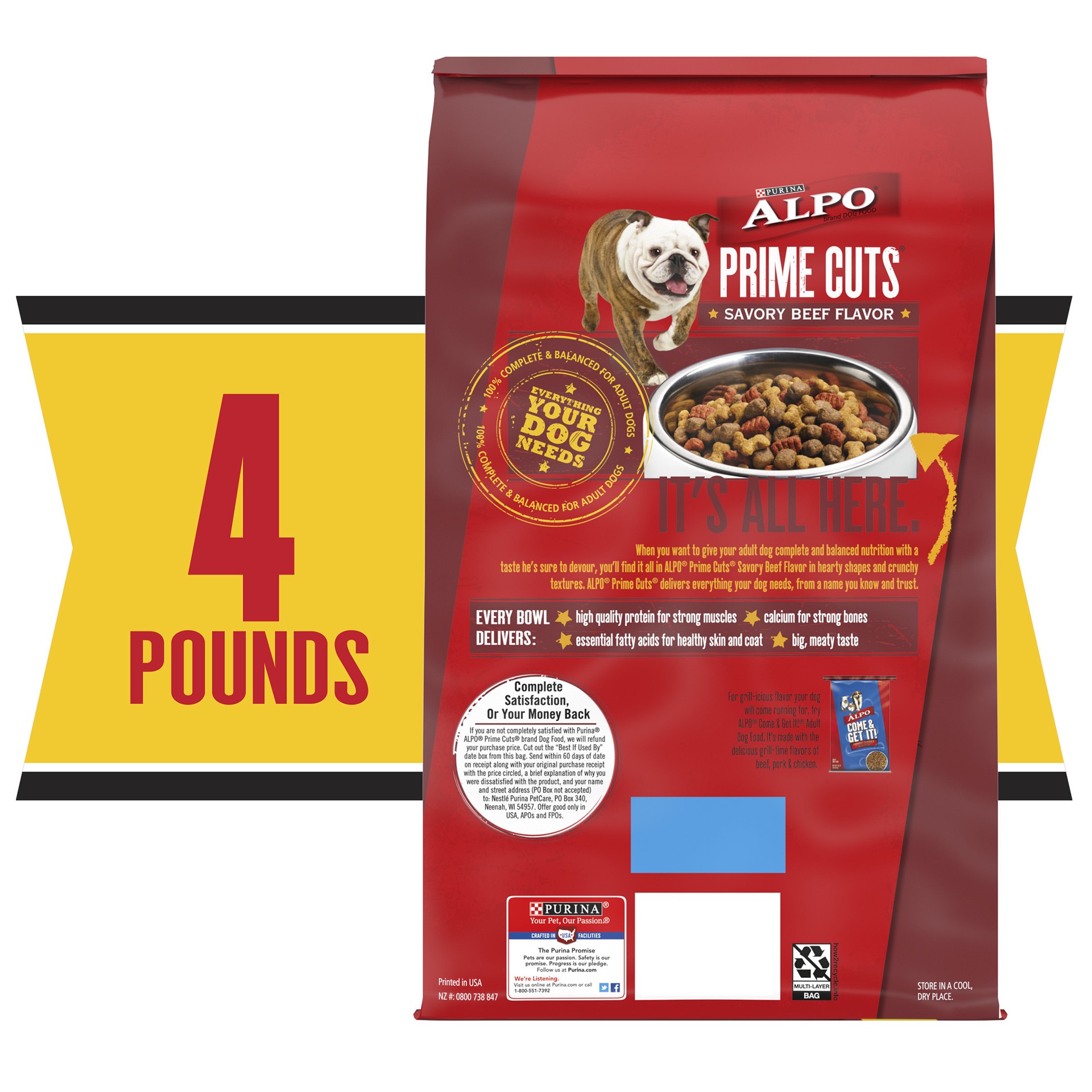 slide 6 of 9, ALPO Purina ALPO Dry Dog Food, Prime Cuts Savory Beef Flavor, 4 lb