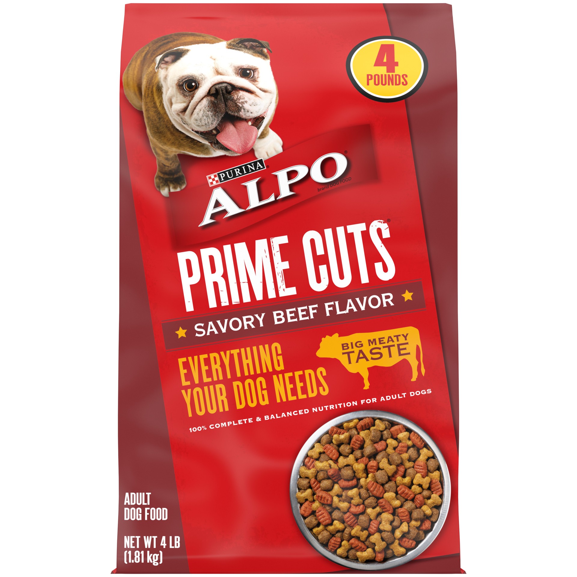 slide 1 of 9, ALPO Purina ALPO Dry Dog Food, Prime Cuts Savory Beef Flavor, 4 lb