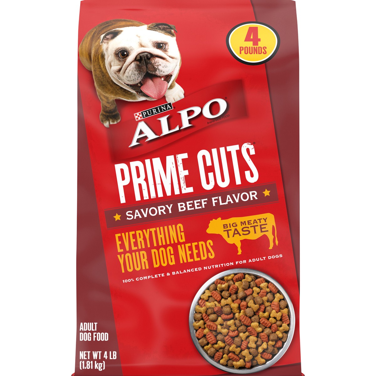 slide 1 of 9, ALPO Purina ALPO Dry Dog Food, Prime Cuts Savory Beef Flavor - 4 lb. Bag, 4 lb