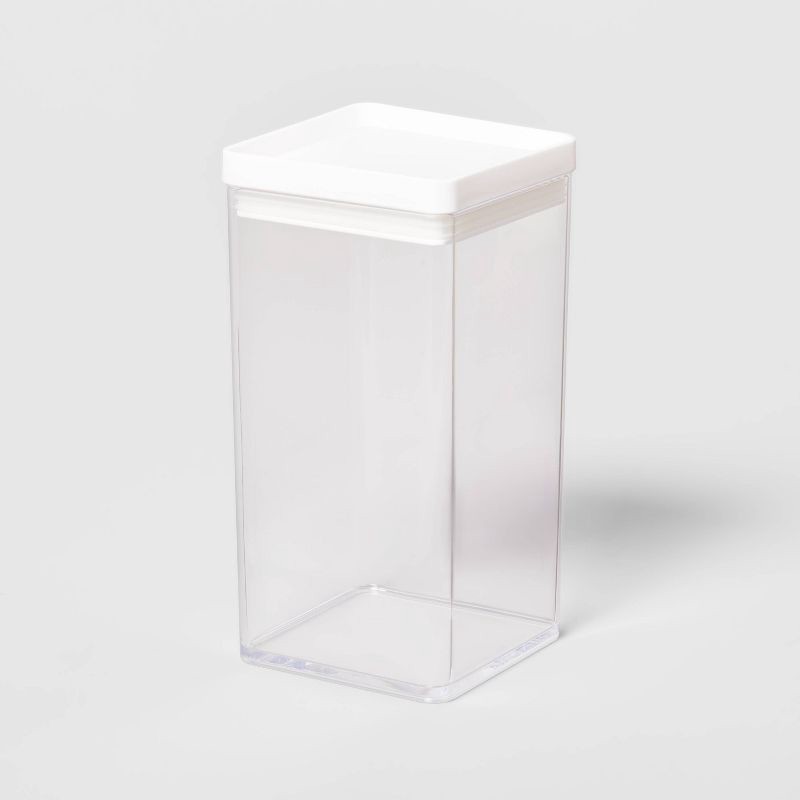 slide 1 of 4, 5.8c Tall Square Plastic Food Storage Container - Brightroom: Stackable BPA-Free Jar, 47oz Capacity, Hand Wash Only, 47 oz