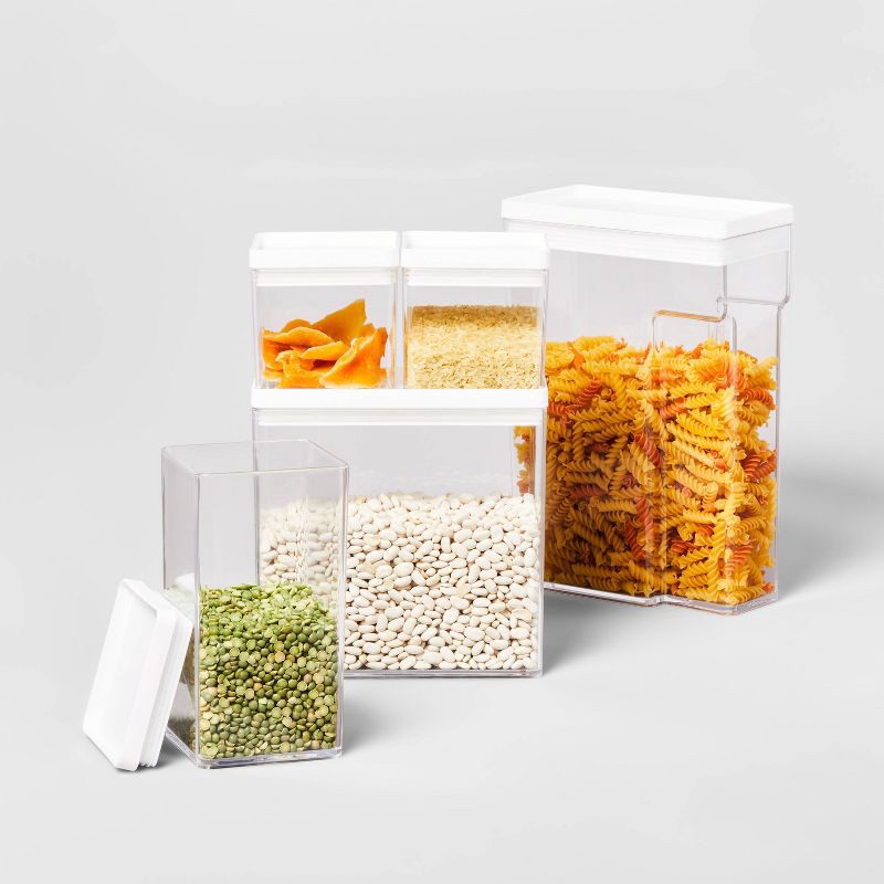 slide 4 of 5, 17c Cereal Plastic Food Storage Container - Brightroom: Stackable, BPA-Free, 138oz Capacity, Clear & White, 138 oz