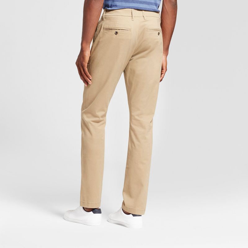 slide 2 of 3, Men's Every Wear Slim Fit Chino Pants - Goodfellow & Co™ Sculptural Tan 34x32: Midweight Twill, Stretch, Machine Washable, 1 ct