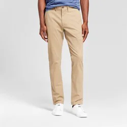 Men's Every Wear Slim Fit Chino Pants - Goodfellow & Co™ Sculptural Tan 38x32: Cotton-Spandex Blend, Midweight Twill, Mid Rise