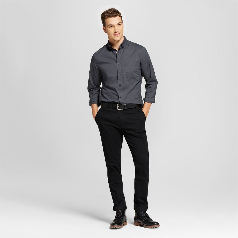 slide 3 of 3, Men's Every Wear Slim Fit Chino Pants - Goodfellow & Co™ Black 38x30: Cotton Spandex, Mid Rise, Twill, 1 ct