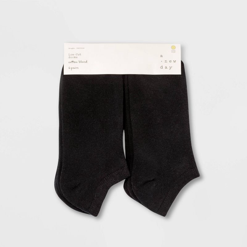 slide 2 of 2, Women's 6pk Low Cut Socks - A New Day™ Black 4-10, 6 ct