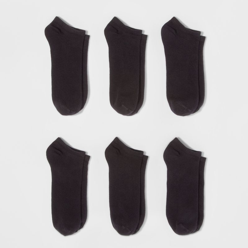 slide 1 of 2, Women's 6pk Low Cut Socks - A New Day™ Black 4-10, 6 ct
