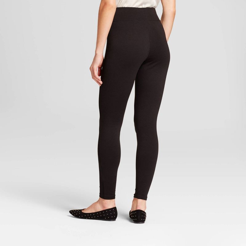 slide 2 of 2, Women's High Waist Ponte Leggings - A New Day™ Black S: Wide Waistband, Power Stretch, Ankle Length, 1 ct