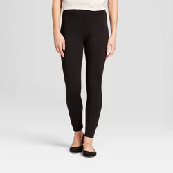 Women's High Waist Ponte Leggings - A New Day™ Black S: Wide Waistband, Power Stretch, Ankle Length