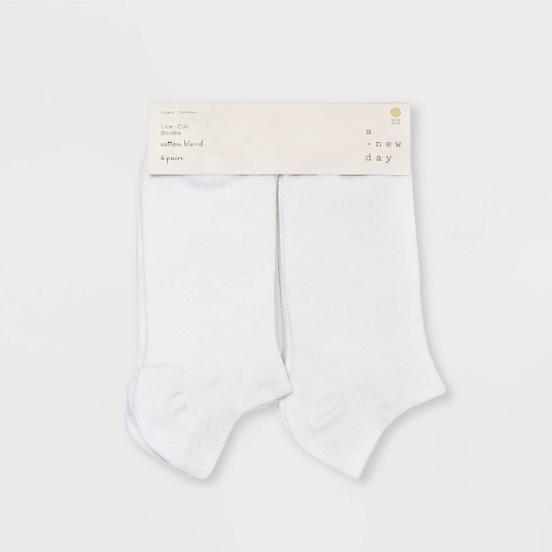 slide 2 of 2, Women's 6pk Low Cut Socks - A New Day™ White 4-10, 6 ct