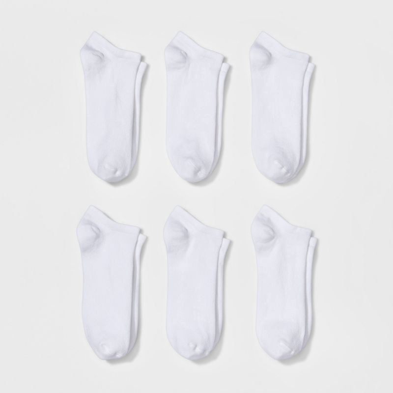 slide 1 of 2, Women's 6pk Low Cut Socks - A New Day™ White 4-10, 6 ct