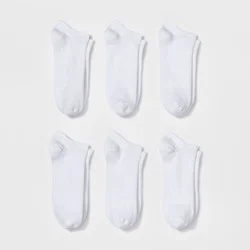 Women's 6pk Low Cut Socks - A New Day™ White 4-10