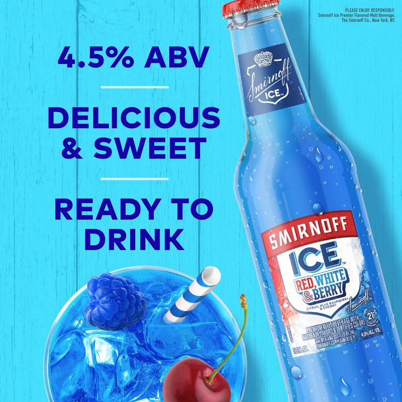 slide 7 of 14, Smirnoff Ice Red White & Berry - 6pk/11.2 fl oz Bottles, 6 ct; 11.2 fl oz