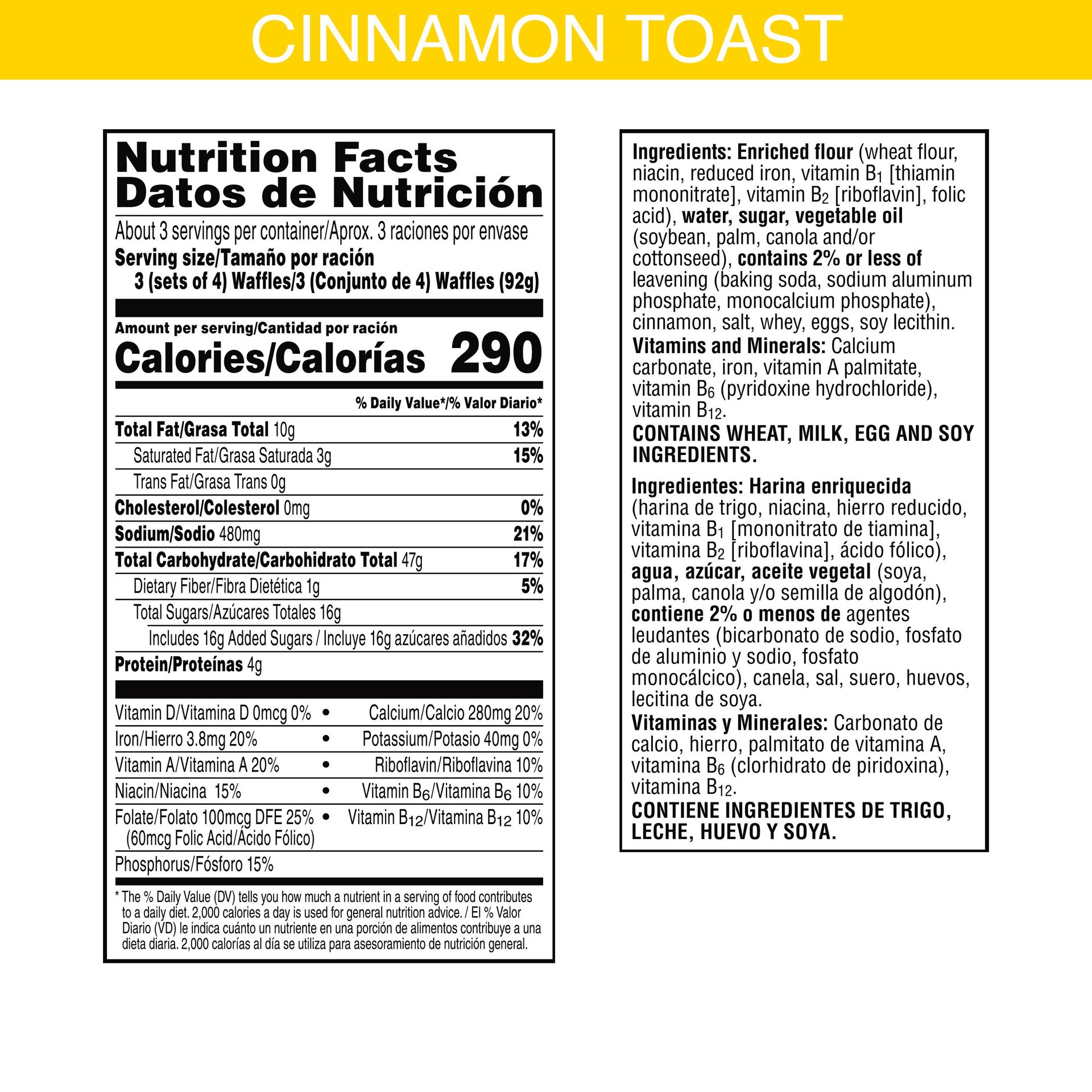 slide 2 of 5, Eggo Minis Frozen Waffle Bites, Frozen Breakfast, Breakfast Food, Cinnamon Toast, 10.75oz Box, 10 Waffles, 10.75 oz