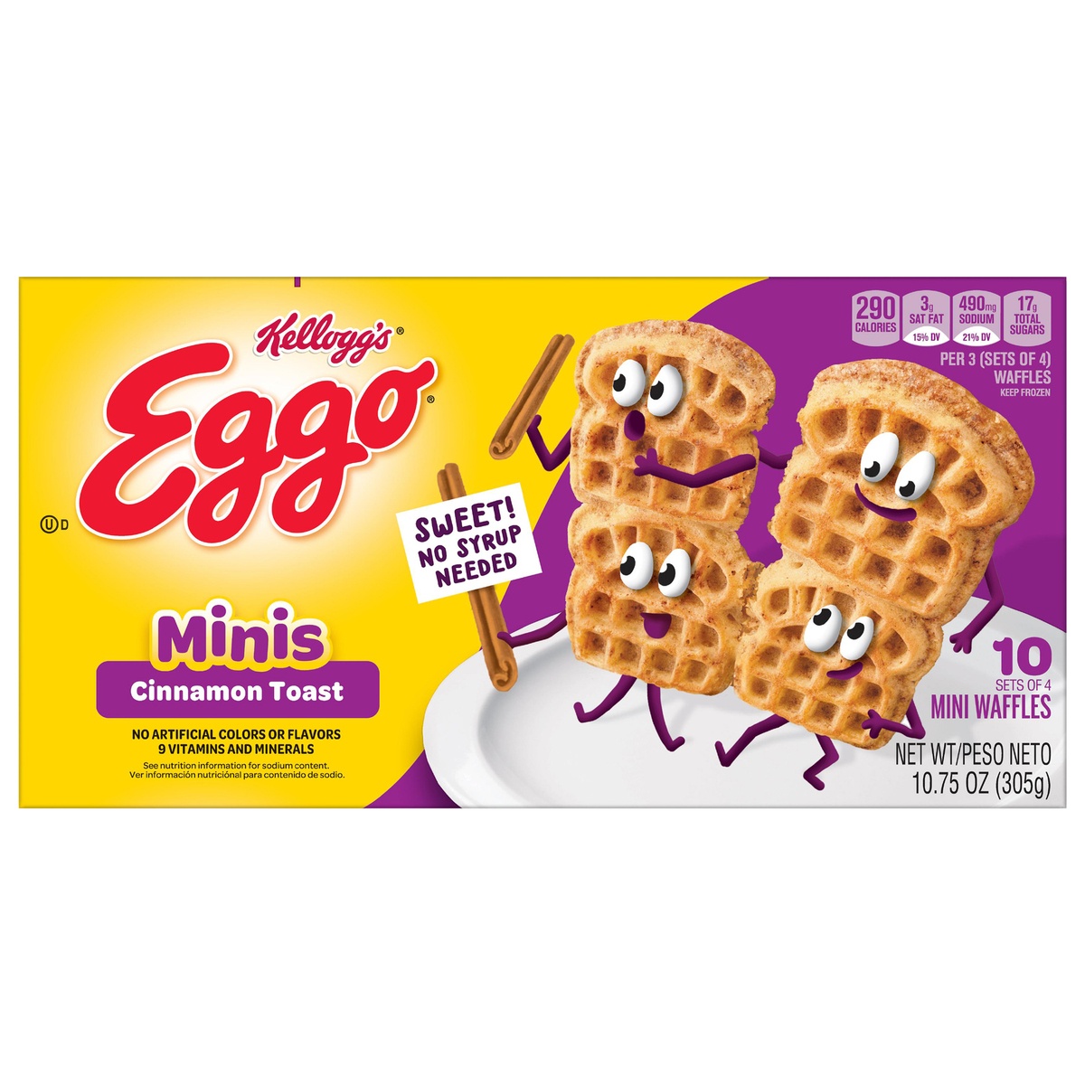 slide 4 of 10, Eggo Frozen Mini Waffles, Resealable, Cinnamon Toast, 10.75 oz