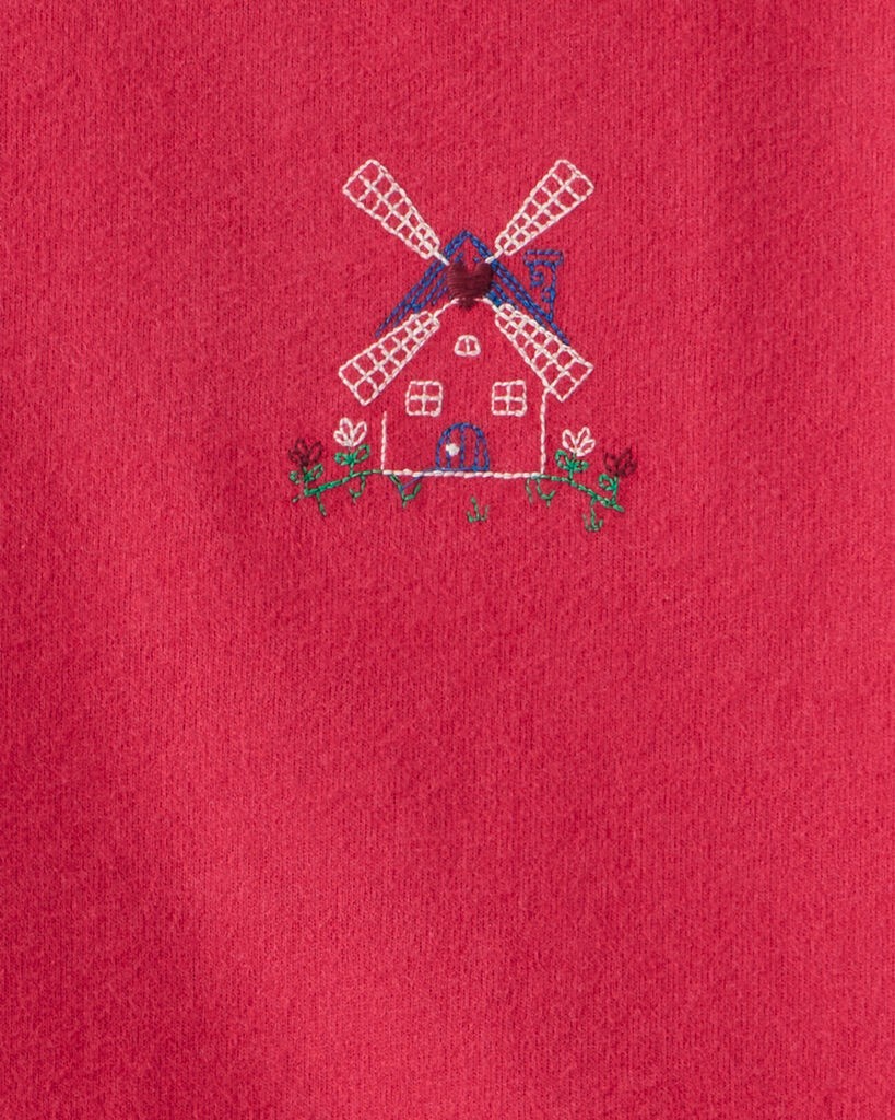 slide 3 of 4, Carters Toddler Girl Floral Windmill French Terry Long-Sleeve Tee & Pant Set - Red Red 4T, 1 ct