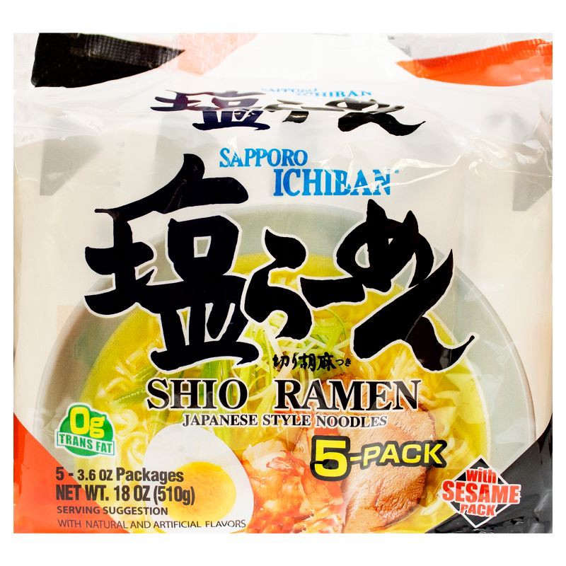 slide 1 of 4, Sapporo Ichiban Shio Ramen Noodle Soup - 18oz/5ct, 18 oz, 5 ct