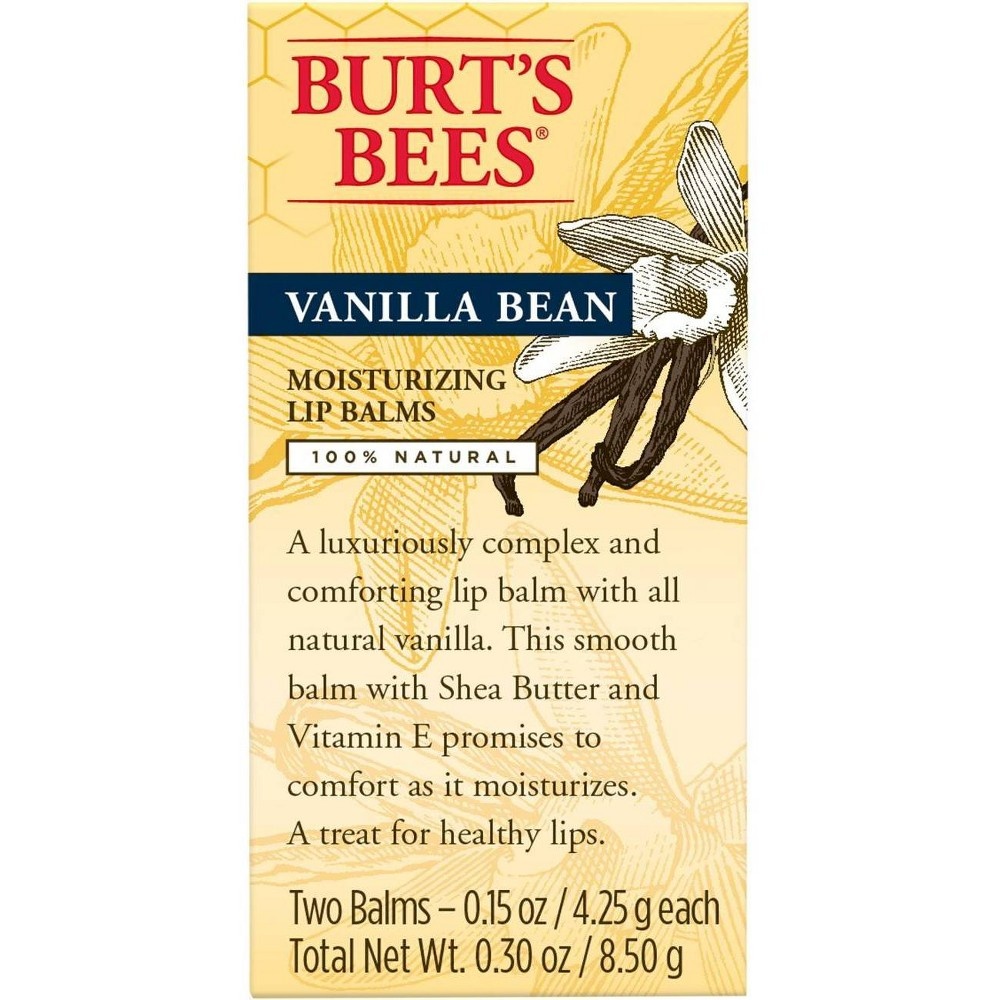 slide 2 of 6, Burt's Bees 100% Natural Moisturizing Lip Balm - Vanilla Bean - 0.30oz, 30 oz