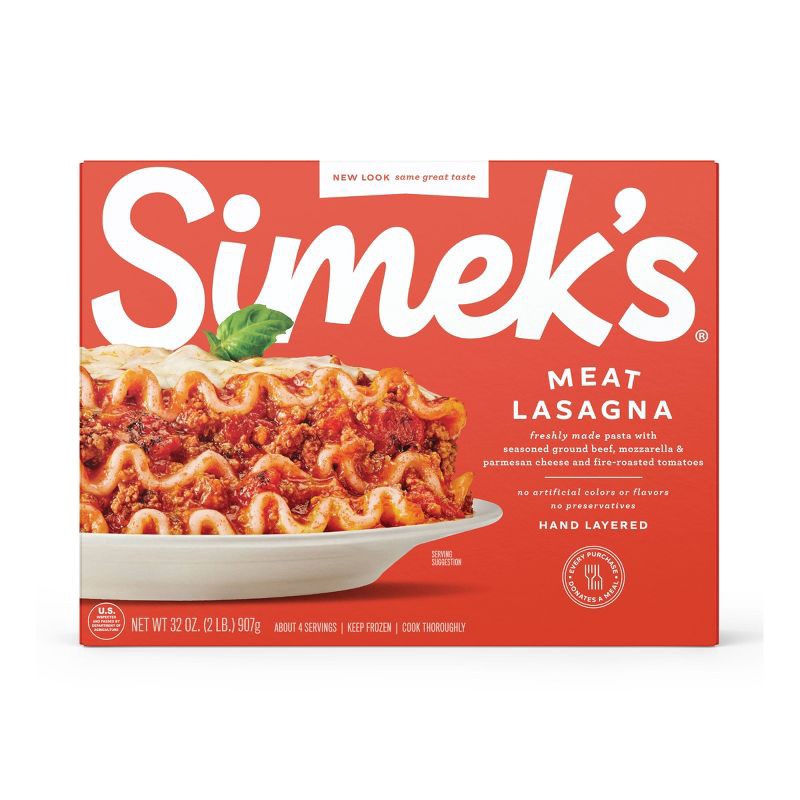slide 1 of 4, SIMEK's Meat Sauce Lasagna - Frozen - 32oz, 32 oz