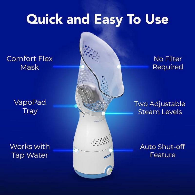 slide 6 of 9, Vicks Personal Steam Inhaler with Variable Steam Control & Soft Mask - 22.56oz, 22.56 oz