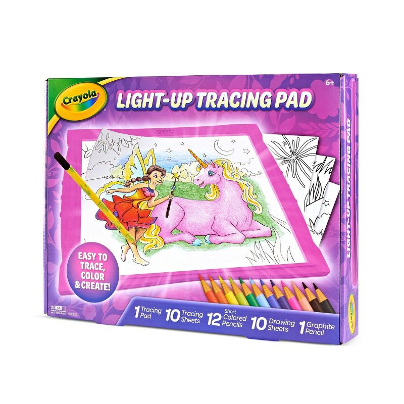 slide 3 of 7, Crayola Light Up Tracing Pad Pink: Creative Drawing Kit for Kids, Includes Colored Pencils & Paper, Toys for Ages 6-8, 1 ct