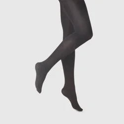 Women's 80D Control Top Super Opaque Tights - A New Day™ Black L/XL: High Waisted, Tagless, Knit
