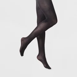 Women's 50D Opaque Control Top Tights - A New Day™ Black S/M: High Waisted, Nylon-Spandex Blend, Tagless Design