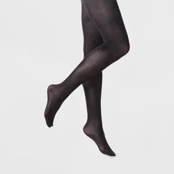 Women's 50D Opaque Control Top Tights - A New Day™ Black S/M: High Waisted, Nylon-Spandex Blend, Tagless Design