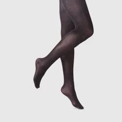 Women's 50D High Waist Control Top Opaque Tights Socks - A New Day™ Black S/M: Nylon Spandex Knit Hosiery