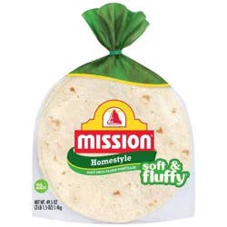 Mission Soft & Fluffy Homestyle Flour Tortillas, Soft Taco Size, 22 Count