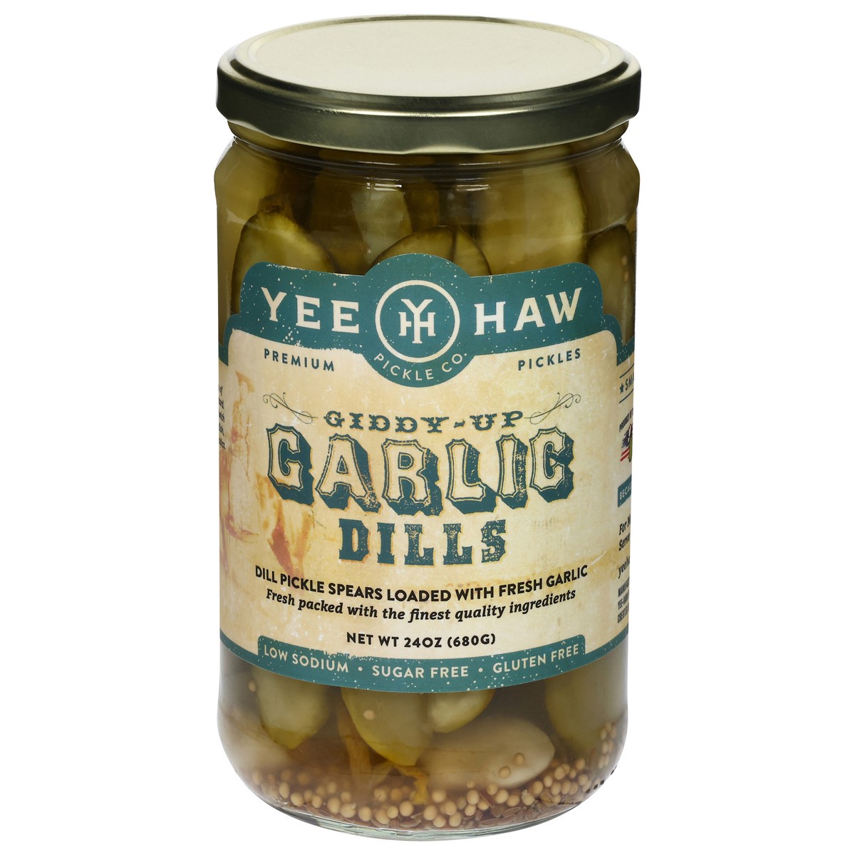 slide 1 of 12, Yee-Haw Pickle Co. Premium Giddy-Up Garlic Dills Pickles 24 oz, 24 oz