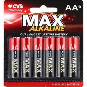 slide 1 of 1, CVS Health Cvs Max Alkaline Batteries, Aa, 1.5 Volt, 6 Ct, 1 ct