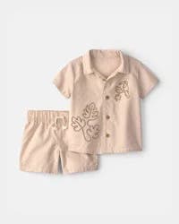 Carters Baby Boy 2-Piece Toucan Embroidered Top & Short Set - Khaki Khaki 18M