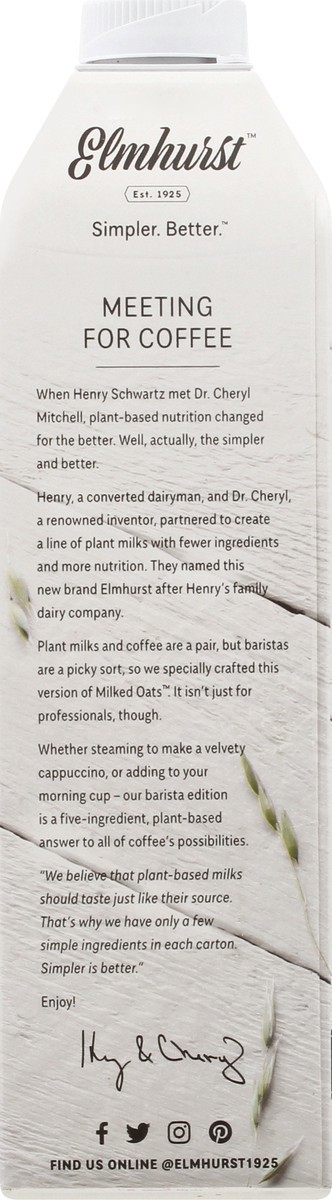 slide 3 of 9, Elmhurst Milked Oats Barista, 32 oz