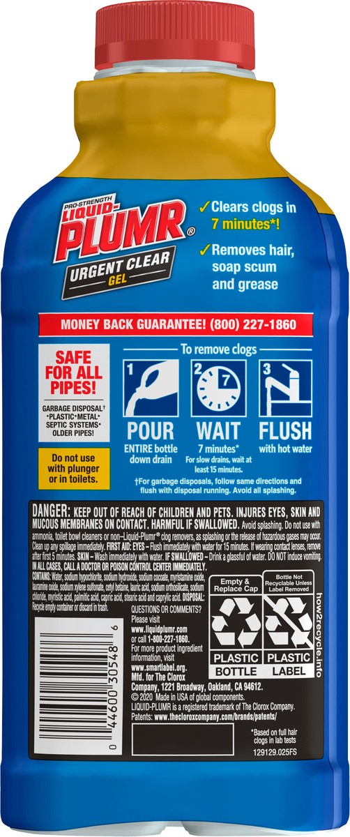 slide 4 of 4, Liquid-Plumr Industrial Strength Urgent Clear Liquid Drain Cleaner, 17 fl oz