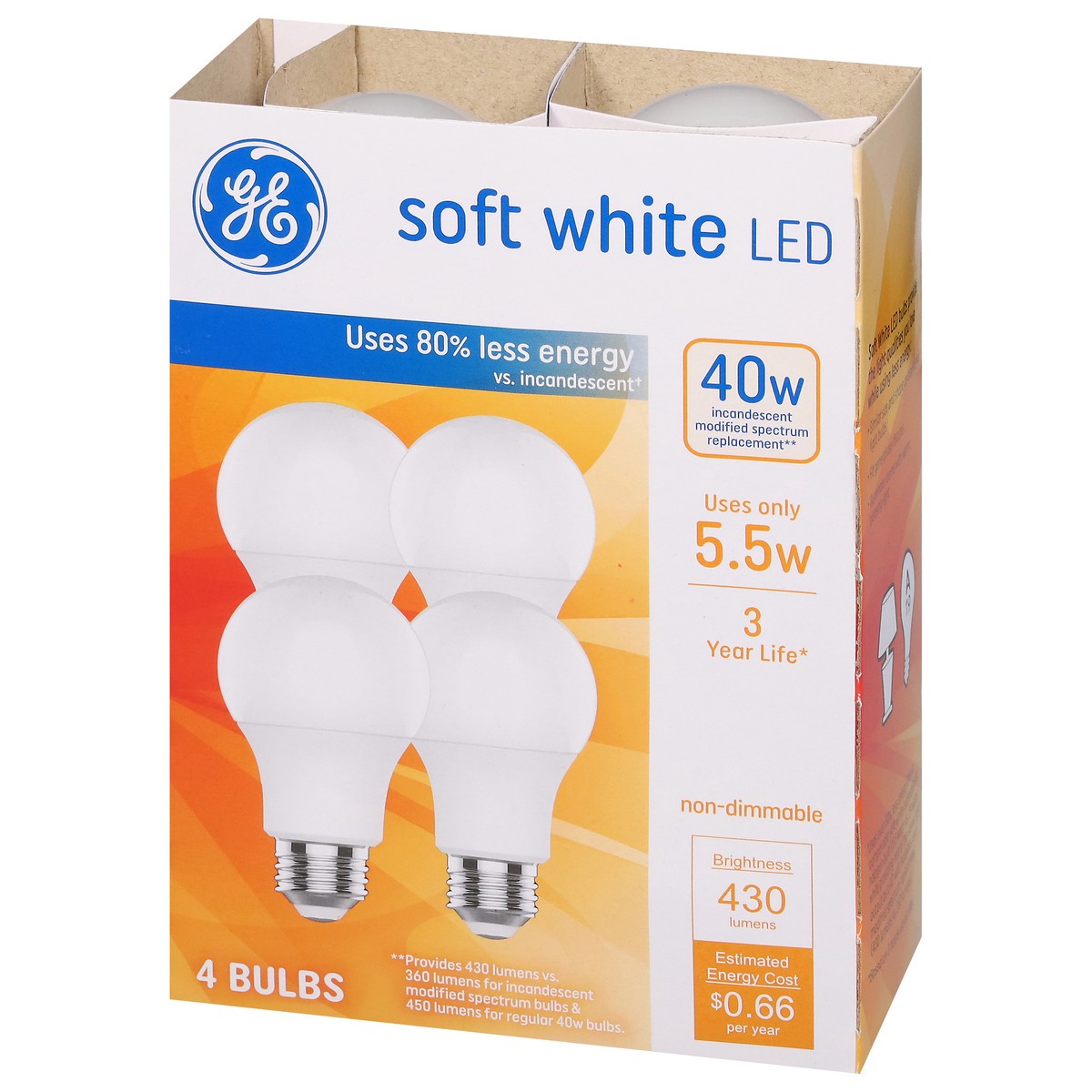 slide 2 of 4, GE 40 Watts Soft White LED Light Bulbs 4 ea, 4 ct