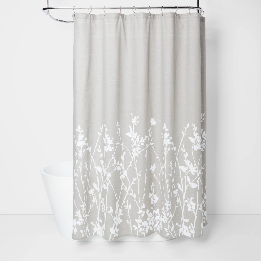 slide 2 of 5, Floral Print Shower Curtain Gray - Project 62, 1 ct