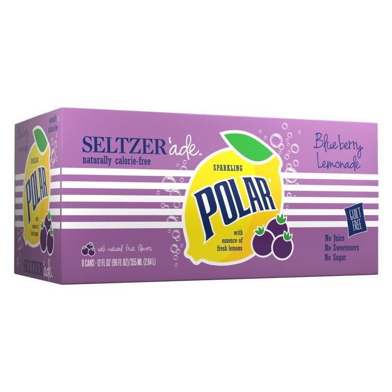 slide 1 of 3, Polar Seltzerade Blueberry Lemonade - 8pk/12 fl oz Cans, 8 ct; 12 fl oz