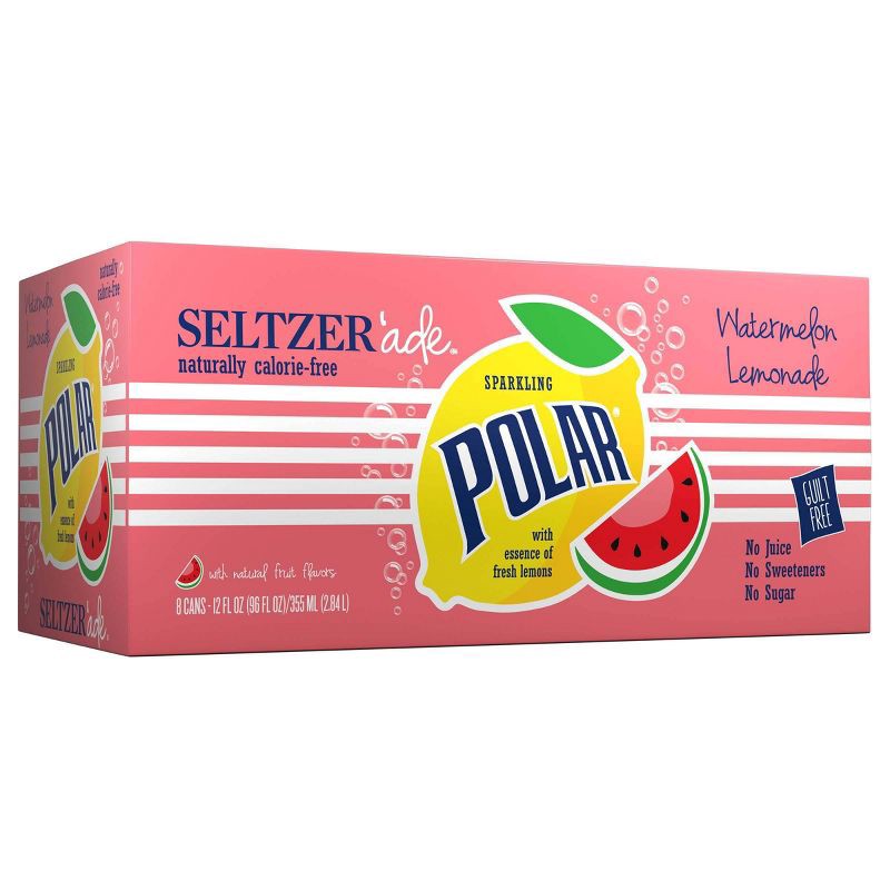 slide 1 of 3, Polar Seltzerade Watermelon Lemonade - 8pk/12 fl oz Cans, 8 ct; 12 fl oz