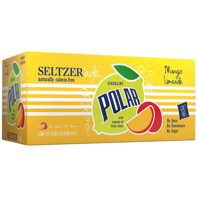 slide 1 of 5, Polar Seltzerade Mango Limeade - 8pk/12 fl oz Cans, 8 ct; 12 fl oz