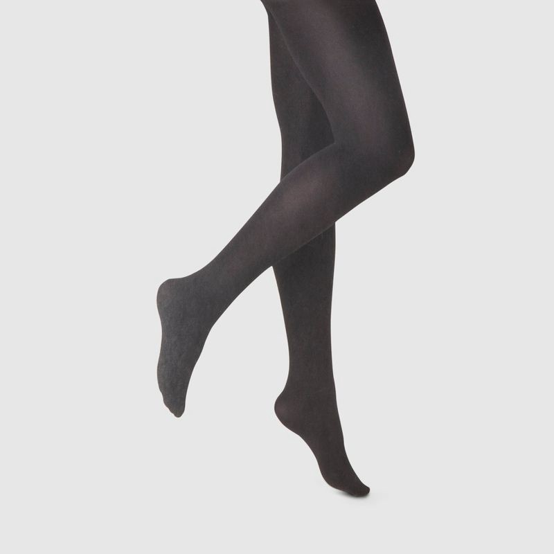 slide 1 of 2, Women's 80D Super Opaque Control Top Tights - A New Day™ Black 1X/2X: High Waisted, Plus Size, Tagless, Closed Toe, Knit, 1 ct