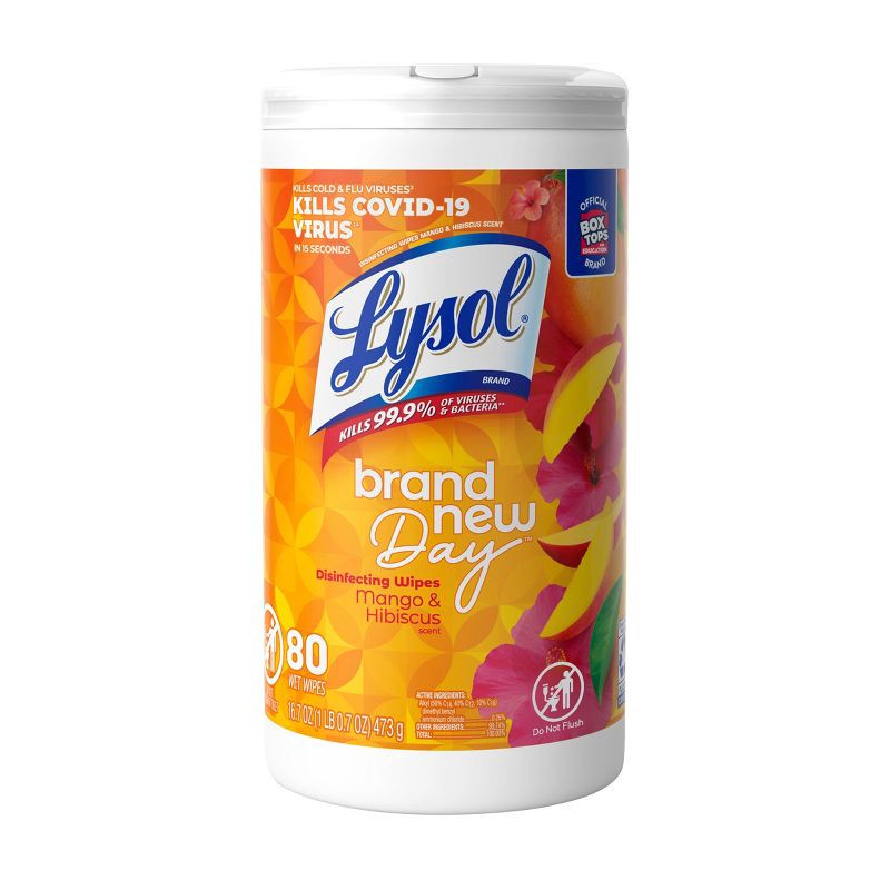 slide 1 of 6, Lysol Disinfecting Wipes, Brand New Day, 80 wipes, 1 ct