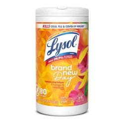 Lysol Brand New Day Disinfecting Wipes - 80ct: Multipurpose, Multi-Surface, Passion Fruit, Hibiscus