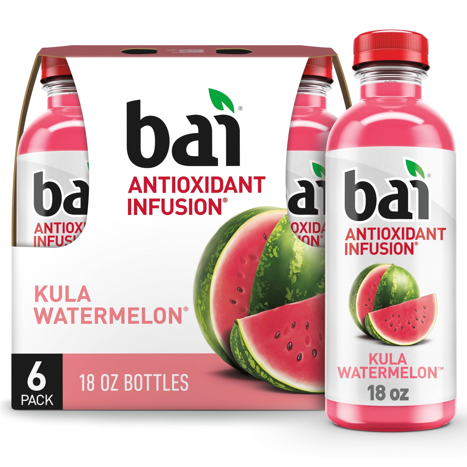 slide 1 of 6, Bai Kula Watermelon Antioxidant Water - 6pk/18 fl oz Bottles, 6 ct; 18 fl oz