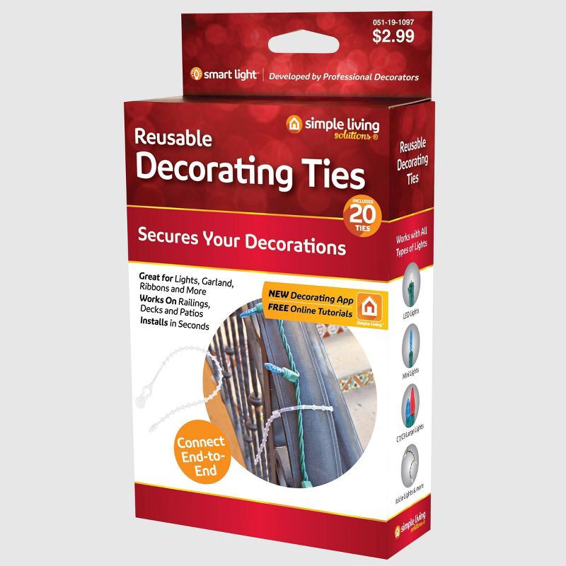 slide 1 of 3, Simple Living Solutions 20ct Reusable Decorating Ties, 20 ct