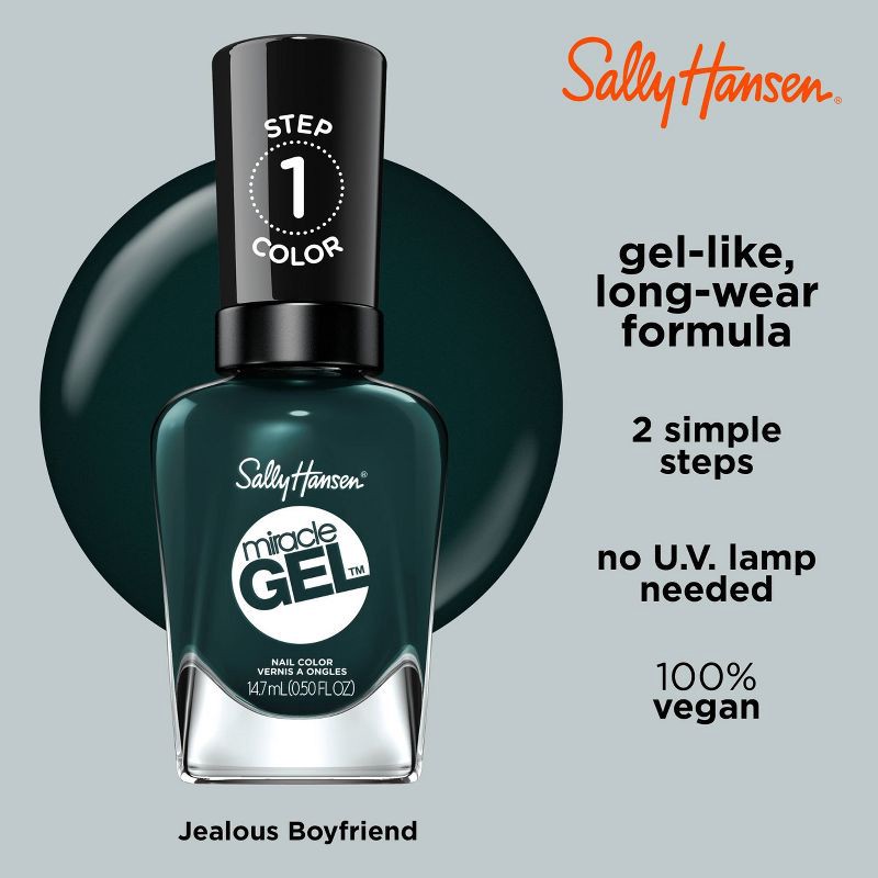 slide 4 of 9, Sally Hansen Miracle Gel Nail Color - 676 Jealous Boyfriend - 0.5 fl oz, 0.5 fl oz