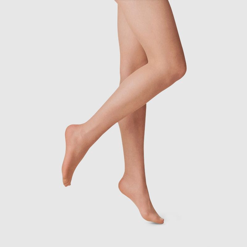 slide 1 of 2, Women's 20D Sheer Control Top Tights - A New Day™ Honey Beige L/XL: High Waisted, Nylon Spandex Blend, Tagless Design, 1 ct
