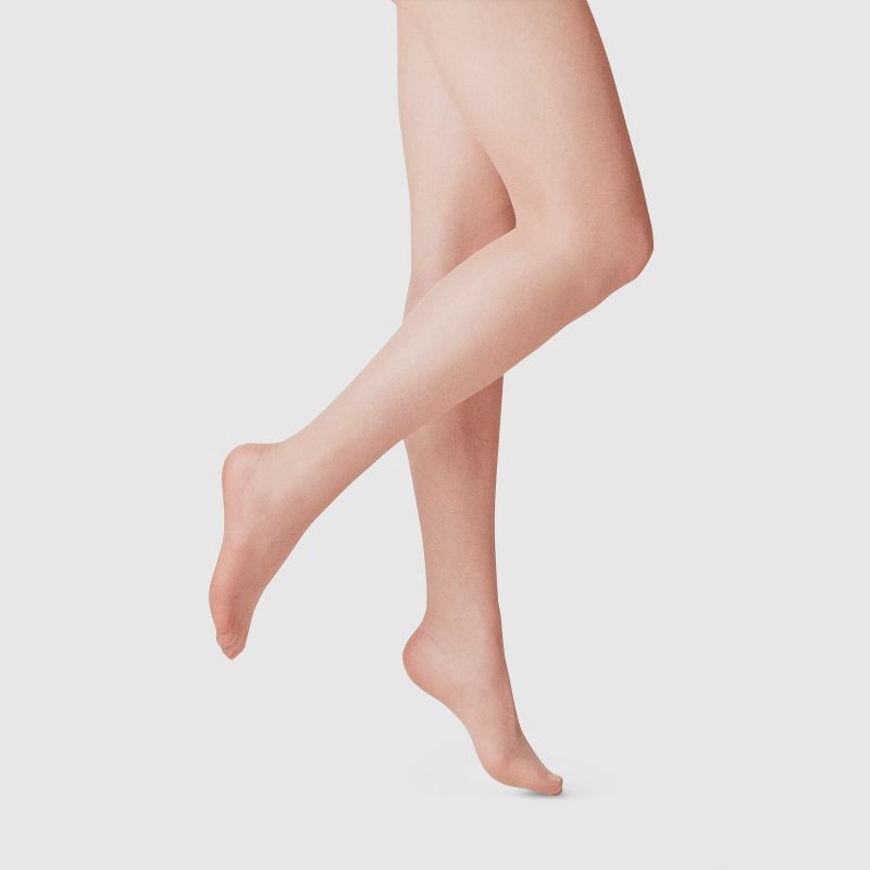 slide 1 of 2, Women's 20D Light Sheer Sparkle Control Top Tights - A New Day™ Sand M/L: High Waisted, Tagless, Knit Hosiery, 1 ct
