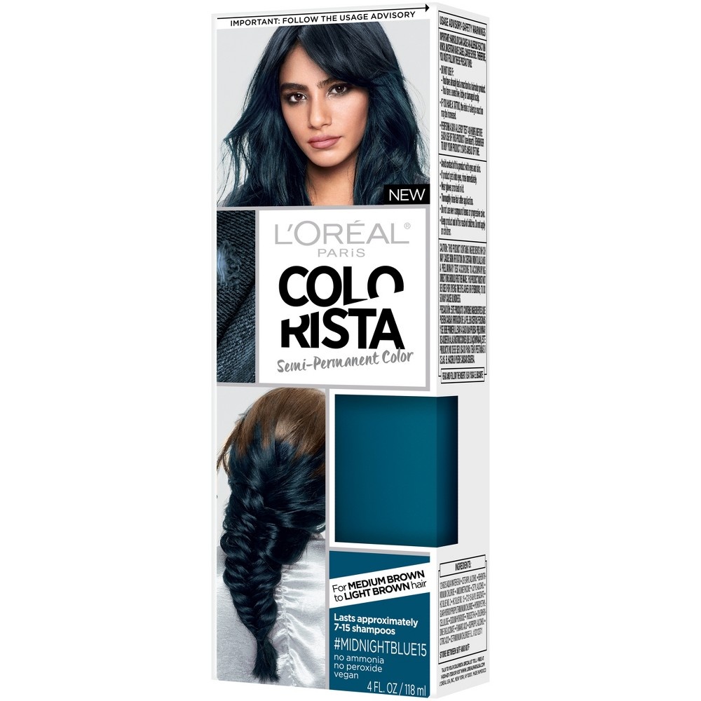 slide 6 of 7, L'Oreal Paris Colorista Semi-Permanent Hair Color For Brunettes MidnightBlue - 4 fl oz, 4 fl oz