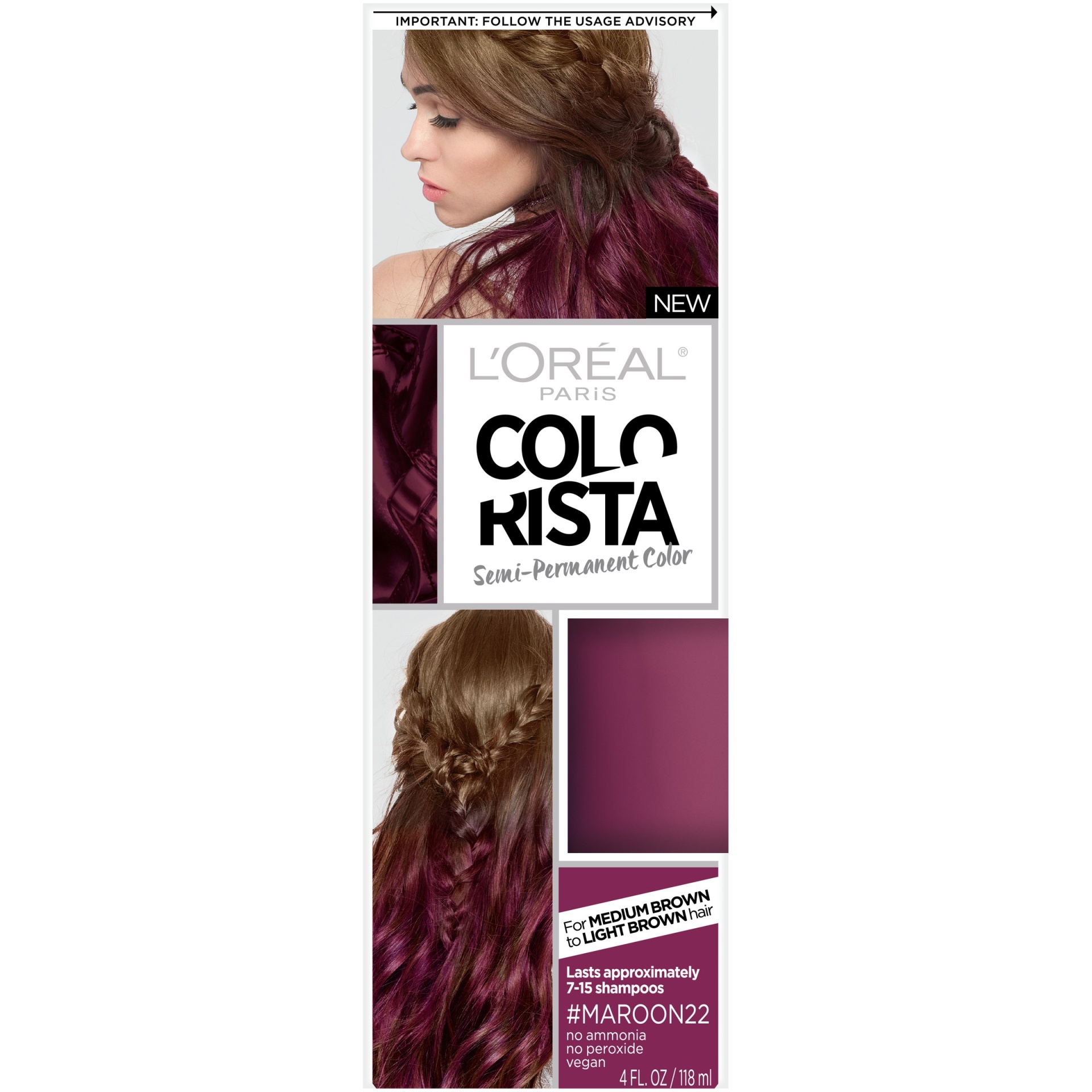 slide 1 of 7, L'Oreal Paris Colorista Semi-Permanent For Brunette Hair Maroon - 4 fl oz, 4 fl oz